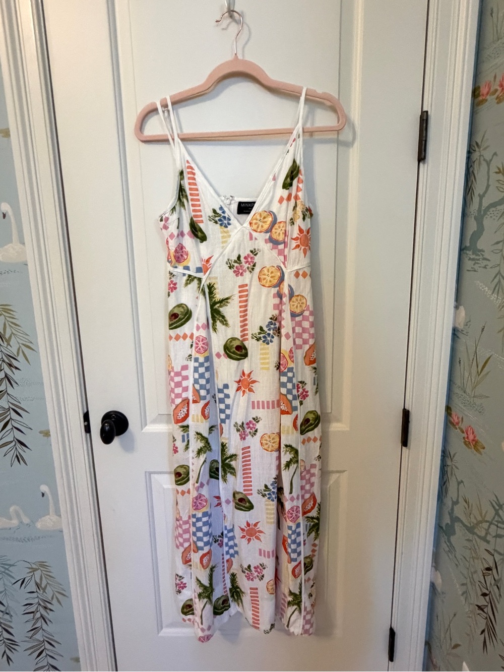 MinkPink White Patterned Maxi Dress with Fruit & Floral Print
